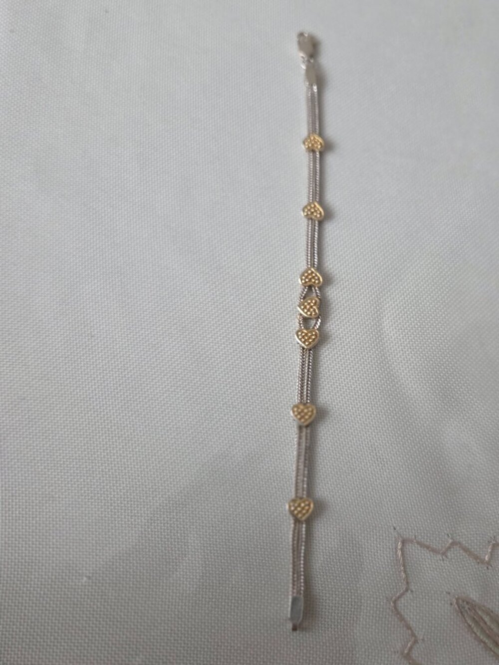 NWOT Sterling Silver and Gold Wash Heart Bracelet